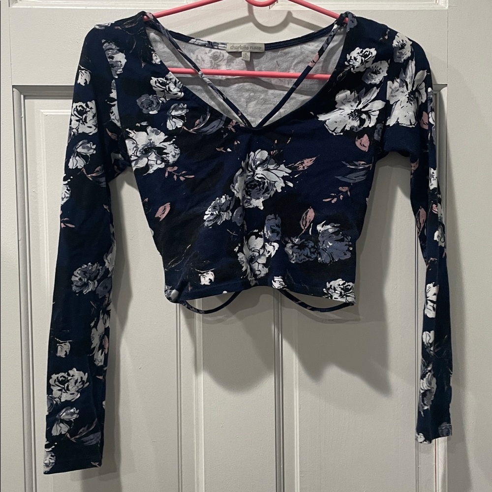 Floral Long Sleeve Crop Top